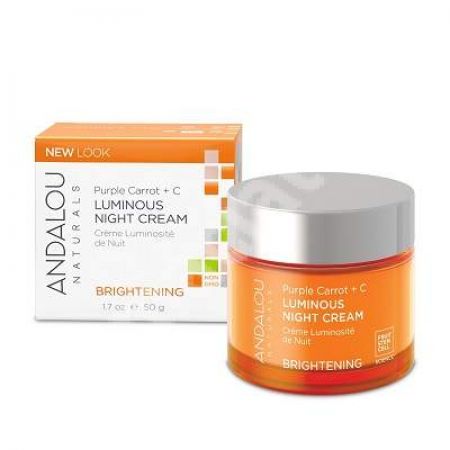 Crema de noapte reparatoare pentru luminozitatea tenului normal sau mixt Brightening Andalou, 50 g, Secom