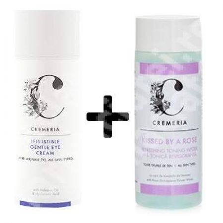 Crema de ochi Iris-Istible, 30 ml + Apa tonica revigoranta Kissed by a rose, 110 ml, Cremeria