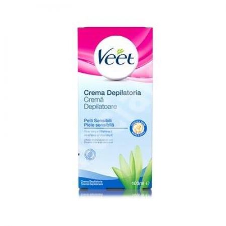 Crema depilatoare cu aloe vera si vitamina E pentru piele sensibila bikini si axila, 100 ml, Veet