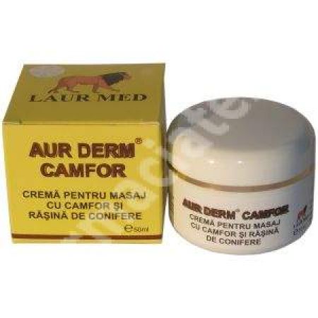 Crema pentru masaj cu camfor si rasina de conifere Aur Derm, 50 ml, Laur Med