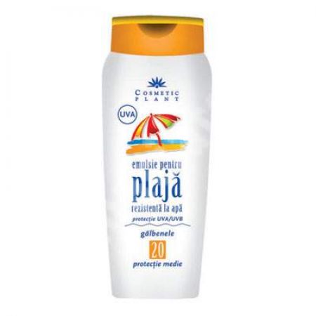 Emulsie plaja rezistenta la apa cu galbenele SPF 20, 250 ml, Cosmetic Plant