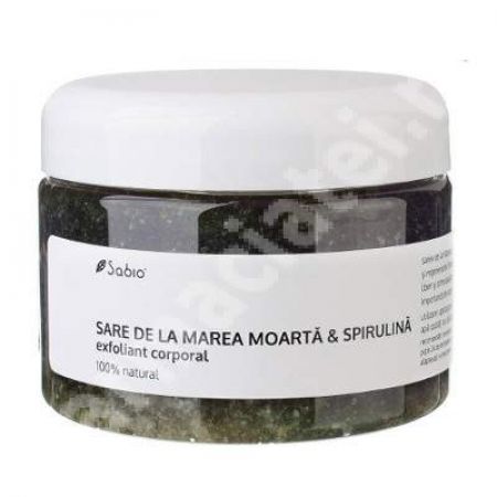 Exfoliant corporal cu sare de la Marea Moarta si spirulina, 350 ml, Sabio