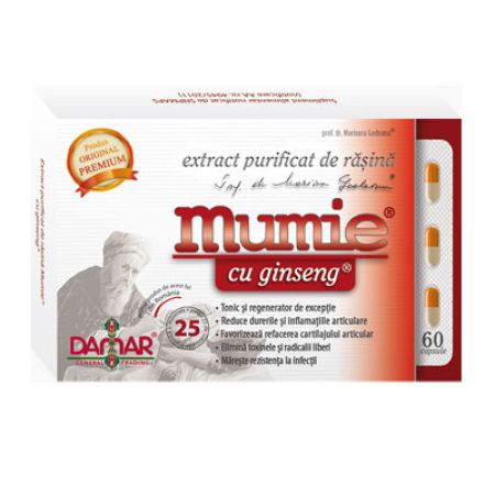 Mumie cu Ginseng Extract purificat de rasina, 60 capsule, Damar General Trading