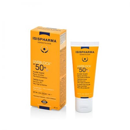 Fluid nuantator UVEBLOCK SPF 50+ Tinted Fluid, 40 ml, Isis Pharma