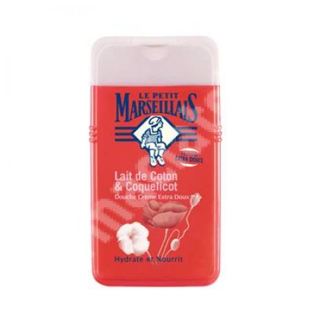 Gel de dus hidratant cu lapte de bumbac si mac, 250 ml, Le Petit Marseillais