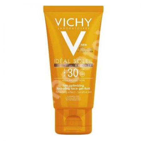 Gel-fluid hidratant intensificator al bronzului pentru fata SPF 30 Ideal Soleil, 50 ml, Vichy