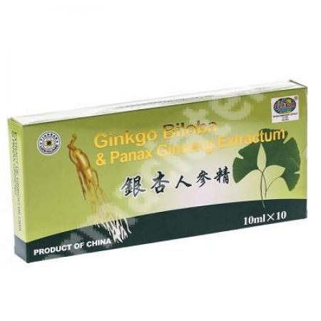 Ginkgo Biloba si Panax Ginseng, 10 fiole x 10 ml, Sanye