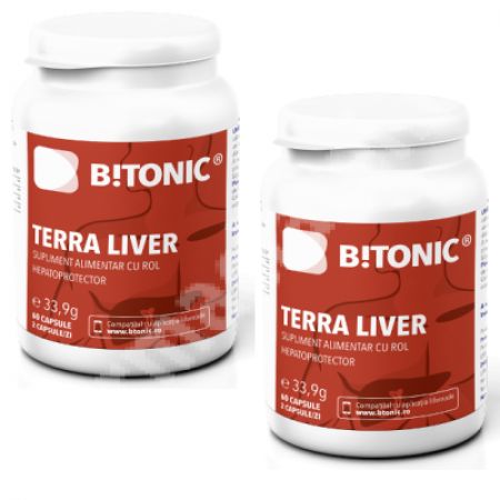 Hepatoprotector cu anghinare, colina si turmeric Terra Liver Bitonic, 60 + 60 capsule, Lifecare