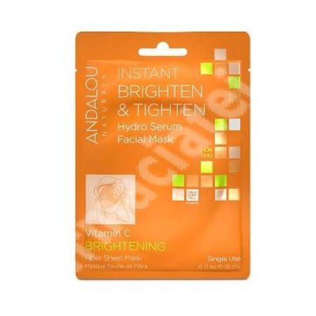 Masca celulozica impregnata cu ser pentru luminozitate Brightening Andalou, 18 ml, Secom