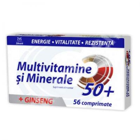 Multivitamine si Minerale cu Ginseng 50+, 56 comprimate, Zdrovit