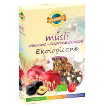 Musli Bio crocant cu mere si prune fara zahar adaugat, 350 g, Symbio