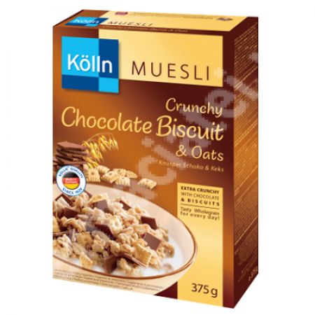 Musli crocant din ovaz cu ciocolata si biscuiti, 375 g, Kolln