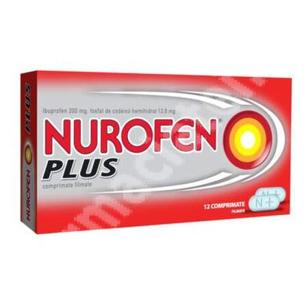 Nurofen Plus, 200 mg/ 12.80 mg, 12 comprimate filmate, Reckitt Benckiser