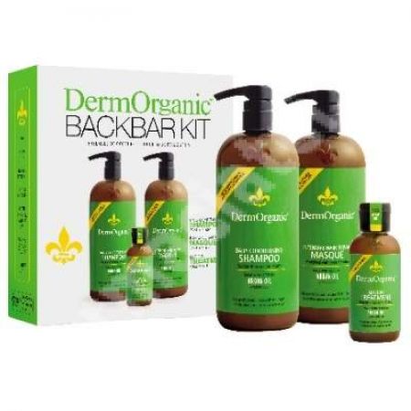 Pachet Back Bar Sampon, 1L + Masca, 1L + Tratament Leave-In, 120 ml , Dermorganic