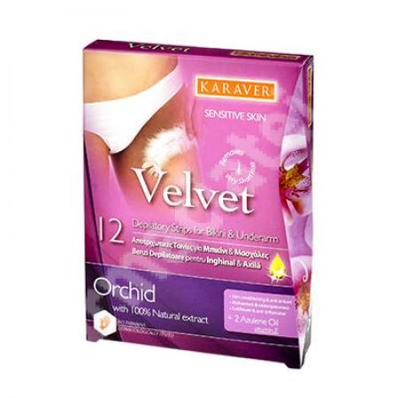 Pachet Benzi depilatoare pentru linia bikinilor cu orhidee Velvet, 12 bucati, Karaver (1+1)