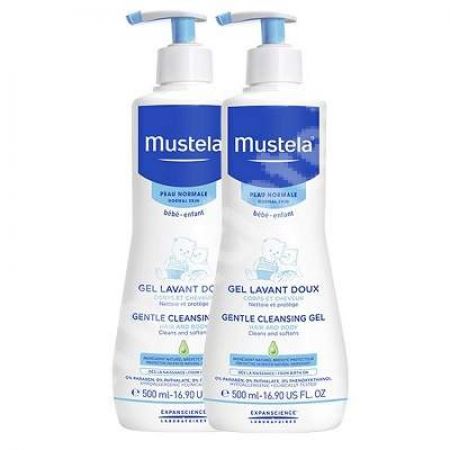 Pachet gel de curatare par si corp, 500 + 500 ml, Mustela