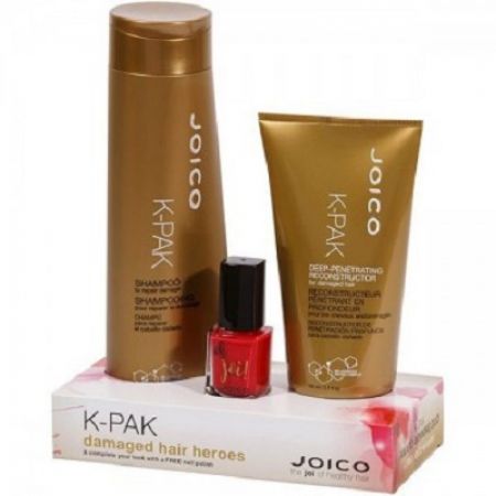 Pachet K-pak Damaged Hair Sampon 300 ml + Masca 150 ml + Lac de unghii, Joico 