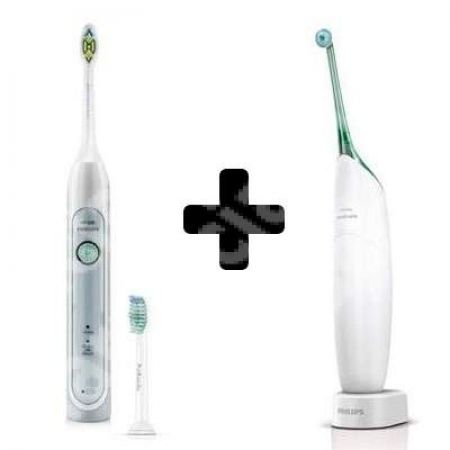 Periuta de dinti electrica sonica reincarcabila HealthyWhite HX6712/43 + Dus bucal AirFloss Intradentar HX8211/02, Philips Sonicare