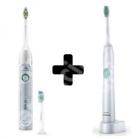 Periuta de dinti electrica sonica reincarcabila HealthyWhite, HX6712/43 + Periuta de dinti electrica sonica reincarcabila EasyClean, HX6511/50, Philips Sonicare