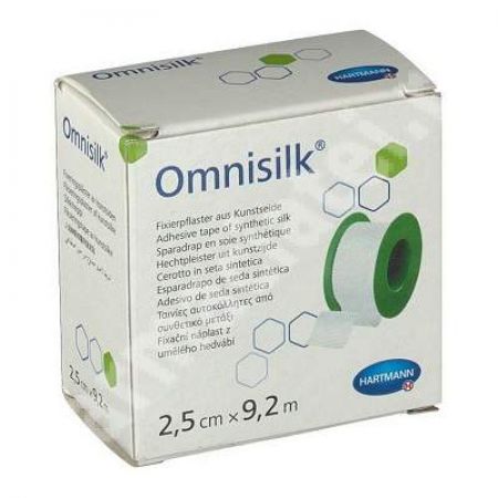 Plasture hipoalergen pe suport de matase Omnisilk (900419), 2.5cmx9.2m, Hartmann