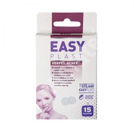 Plasturi antiherpes, antiacnee, 15 bucati, Easy Plast