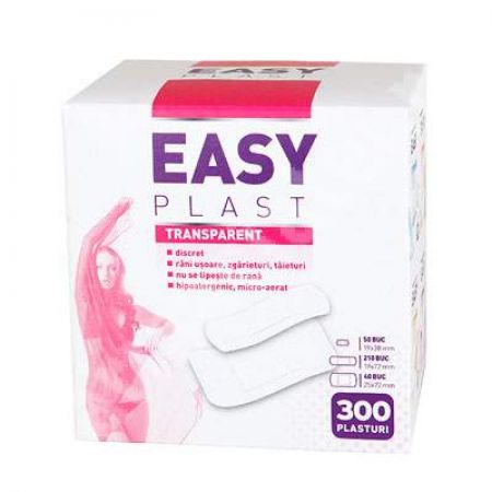 Plasturi transparenti, 300 bucati, Easy Plast