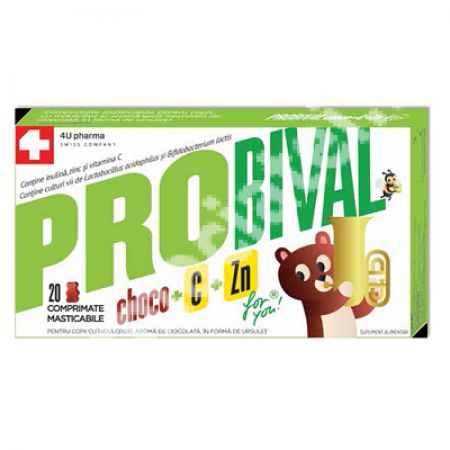 Probival choco cu vitamina C si zinc, 20 comprimate masticabile, Pharmaswiss