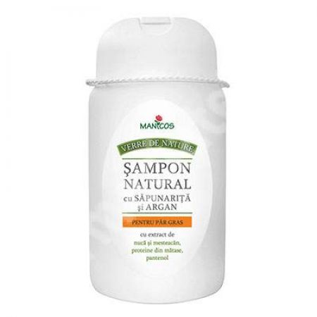 Sampon natural cu Sapunarita si Argan, pentru par gras, 300 ml, Verre de Nature