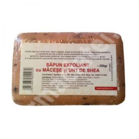 Sapun exfoliant cu macese si unt de shea, 200 g, Apidava