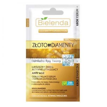 Ser si masca faciala Bio antiage cu Aur si Diamante, 2x5 ml, Bielenda