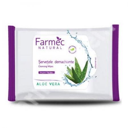 Servetele demachiante cu aloe vera, 20 bucati, Farmec