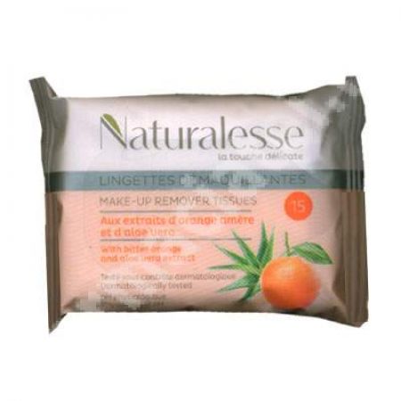 Servetele demachiante cu portocala amara si aloe vera, 15 bucati, Naturalesse