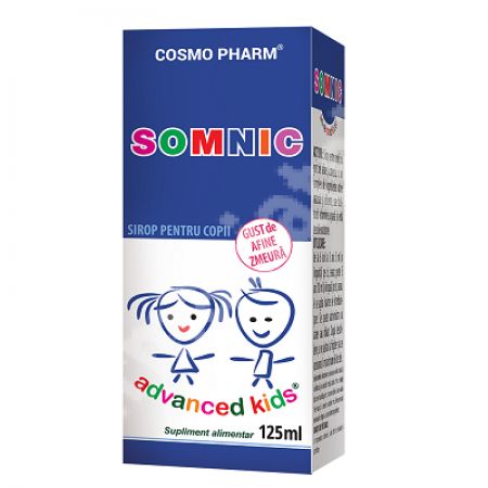 Sirop cu gust de afine si zmeura pentru copii - Somnic Advanced Kids, 125 ml, Cosmopharm