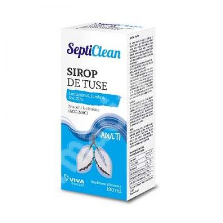 Sirop de tuse cu N-Acetil si L-Cisteina pentru adulti SeptiClean, 100 ml, Viva Pharma