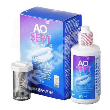 Solutie de intretinere pentru toate tipurile de lentile Aosept Plus, 90 ml, Ciba Vision