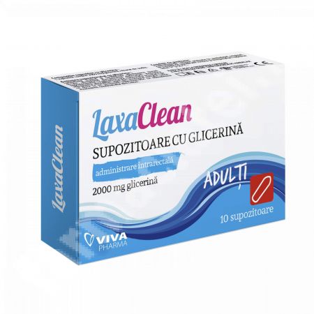 Supozitoare cu glicerina pentru adulti LaxaClean, 10 bucati, Viva Pharma