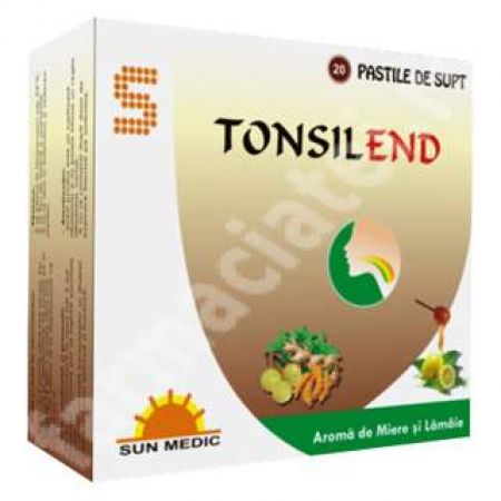 Tonsilend cu aroma de miere si lamaie, 20 tablete, Sun Wave Pharma