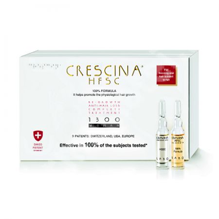 Tratament complet de crestere si combatere a caderii parului Crescina HFSC 1300 Woman, 10 + 10 fiole, Labo