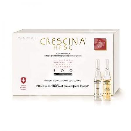 Tratament complet de crestere si combatere a caderii parului Crescina HFSC 500 Woman, 10 + 10 fiole, Labo