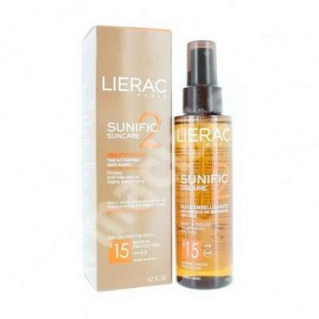 Ulei anti-aging cu efect de activare a bronzului SPF 15 Sunific Solaire 2, 125 ml, Lierac Paris