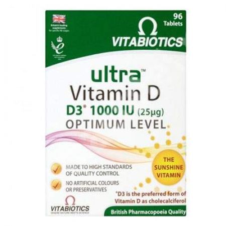 Ultra Vitamina D3 1000UI Optimum Level, 96 tablete, Vitabiotics