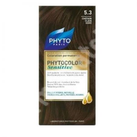 Vopsea pentru par Phytocolor Sensitive, nuanta 5.3 castaniu deschis auriu, Phyto