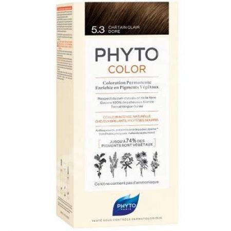 Vopsea permanenta pentru par Nuanta 5.3 Light Golden Brown, 50 ml, Phyto