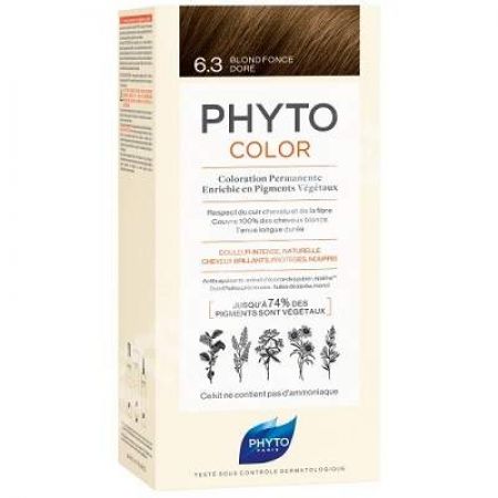 Vopsea permanenta pentru par Nuanta 6.3 Dark Golden Blonde, 50 ml, Phyto