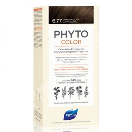 Vopsea permanenta pentru par Nuanta 6.77 Light Brown Cappuccino, 50 ml, Phyto