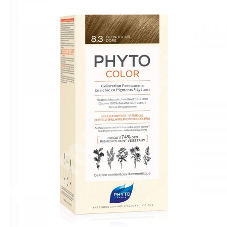 Vopsea de par Light Golden Blonde 8.3 blond auriu deschis Phytocolor, 50 ml, Phyto