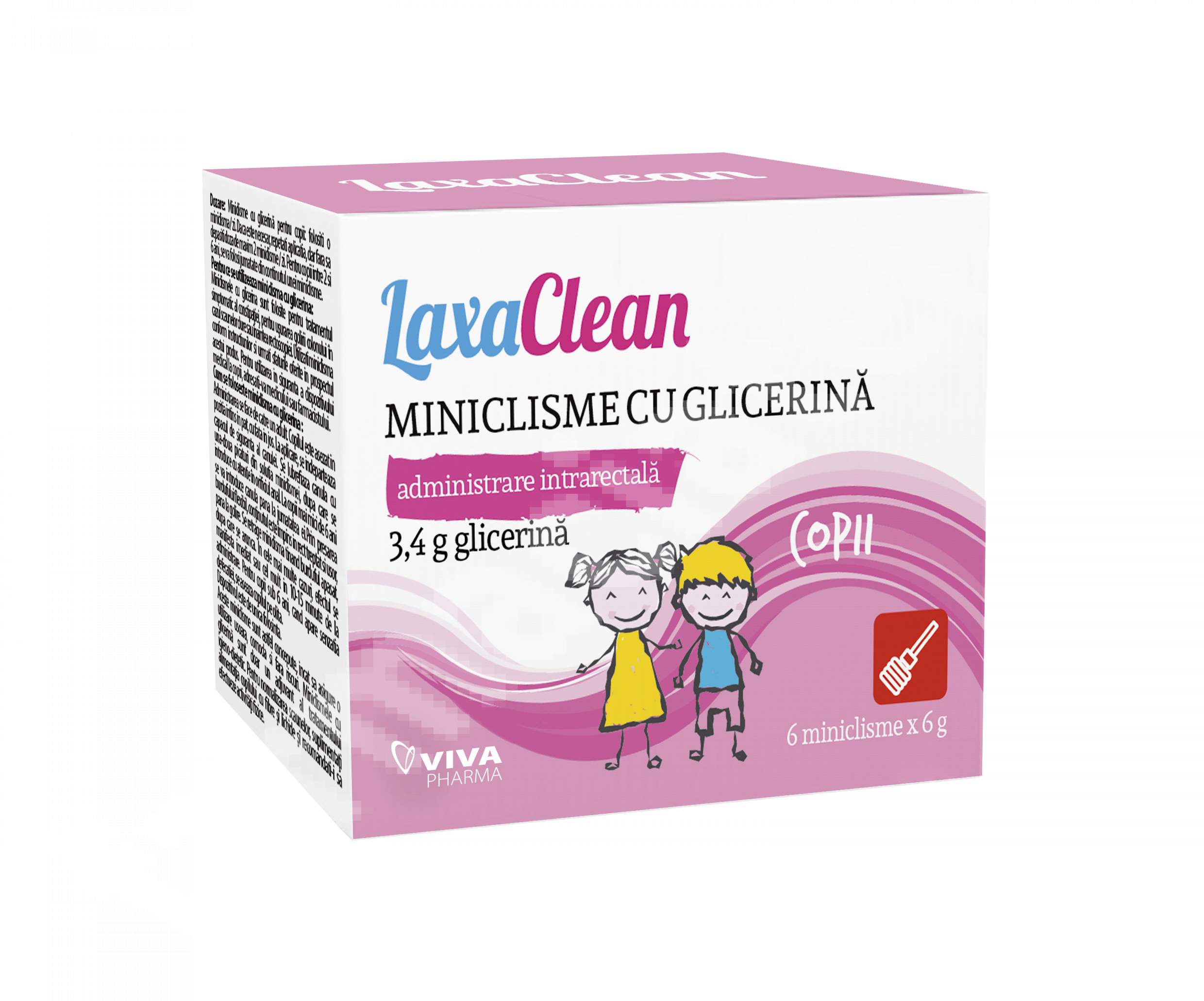 Miniclisme cu glicerina pentru copii LaxaClean, 6 microclisme, Viva Pharma