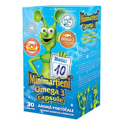 Minimartieni cu aroma de portocale si Omega 3, 30 capsule, Walmark