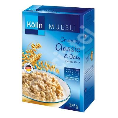 Musli clasic crocant din ovaz cu vanilie, 375 g, Kolln