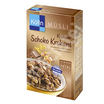 Musli crocant cu bucati de ciocolata si alune de padure, 375 g, Kolln